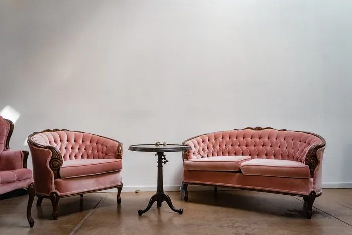 Pink Velvet Settee Set