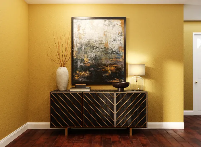 Gold Chevron Console Cabinet